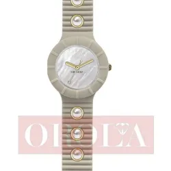 Orologi HipHop tortora con inserti in metallo e perle HWU0495