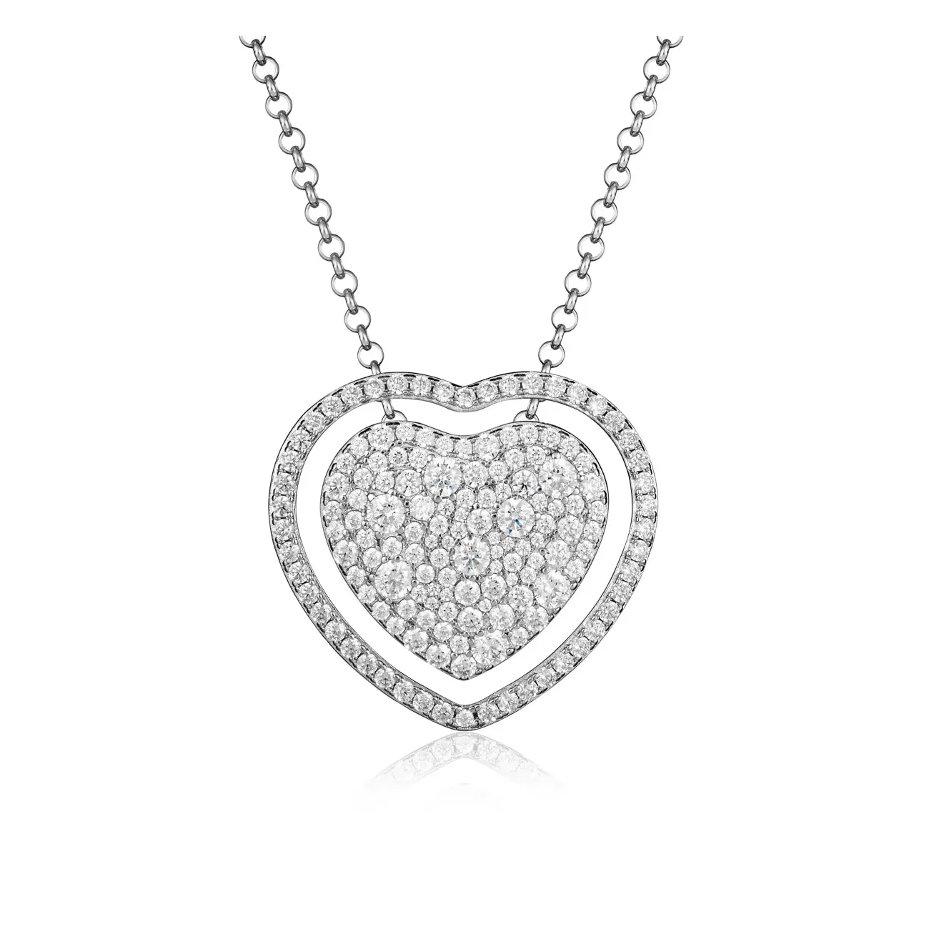 Collana Trilogia D'Amore Tre Cuori In Argento 925 E Zirconi - Roberto Giannotti