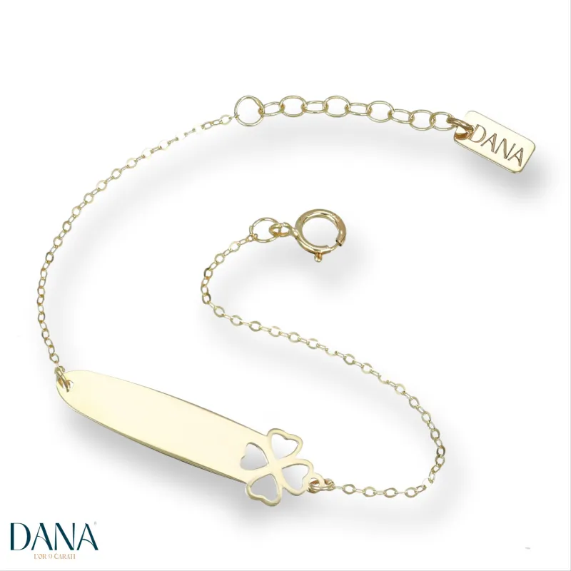 Bracciali Dana Baby targa e quadrifoglio BRBFC01OGL13E2
