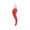 Ciondolo Cornetto della Fortuna Argento Smaltato Rosso