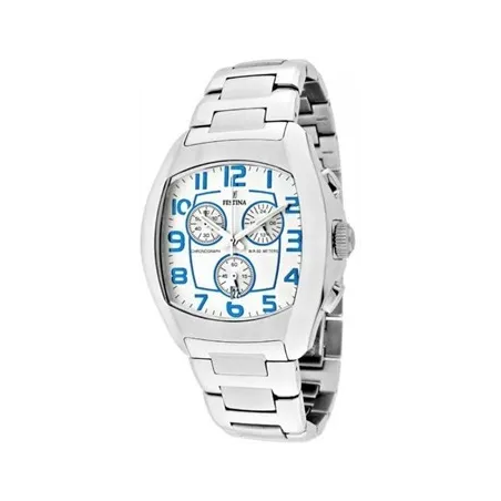 Orologio Festina crono quadrato bianco e azzurro F16074/A -