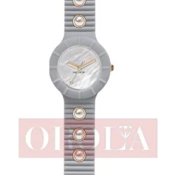 Orologi HipHop grigio con inserti in metallo e perle HWU0491